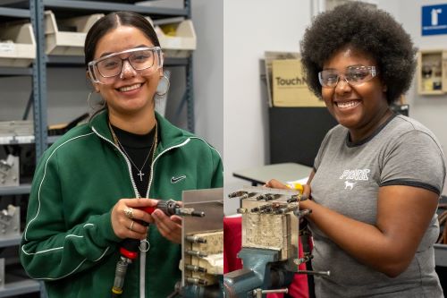Karina Linares and Armani Wallace both have fallen in love with aviation, while taking classes in the GTCC aviation manufacturing quick careers program (AMQCP).