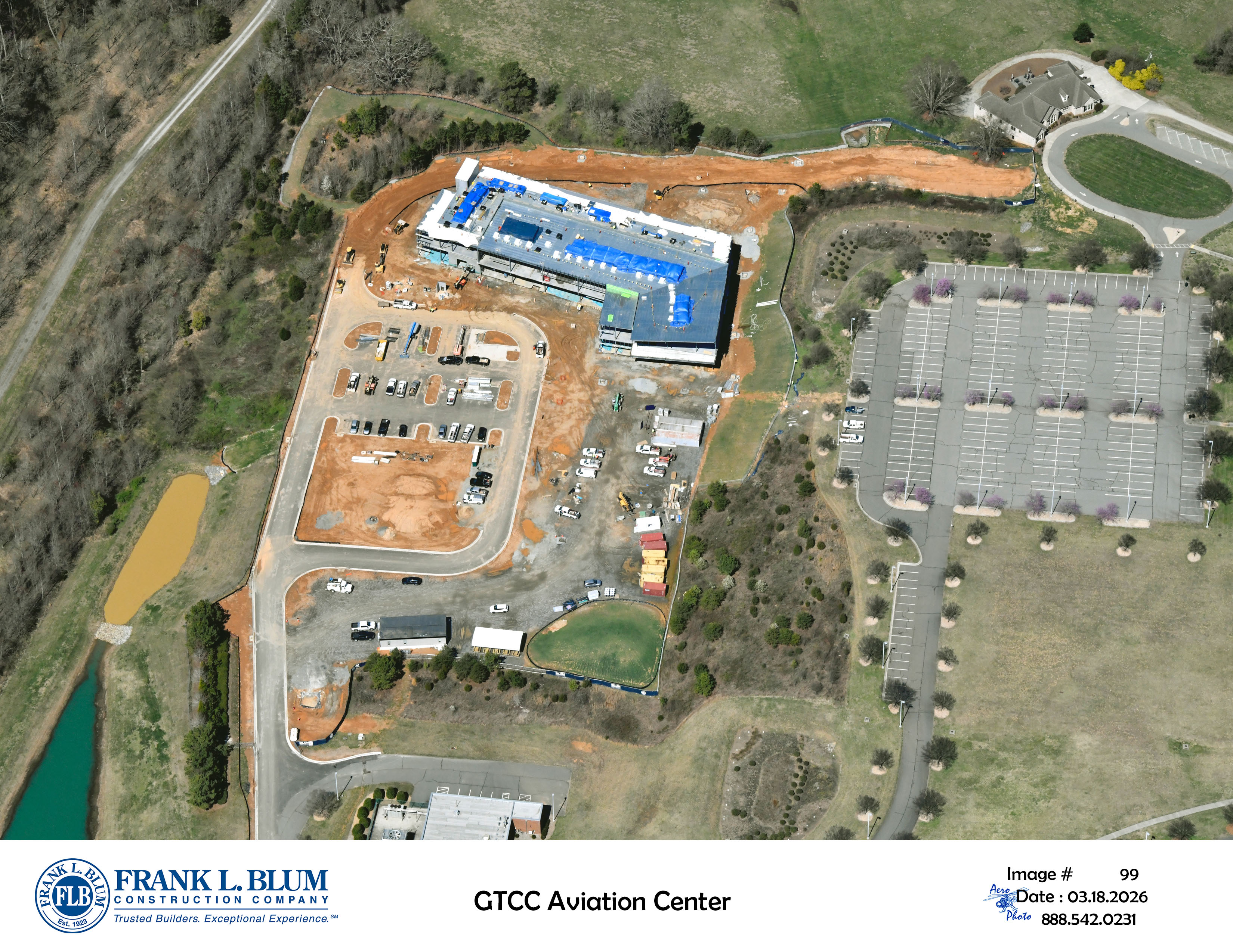 Ariel view of GTCC Aviation Center construction (March 2026)