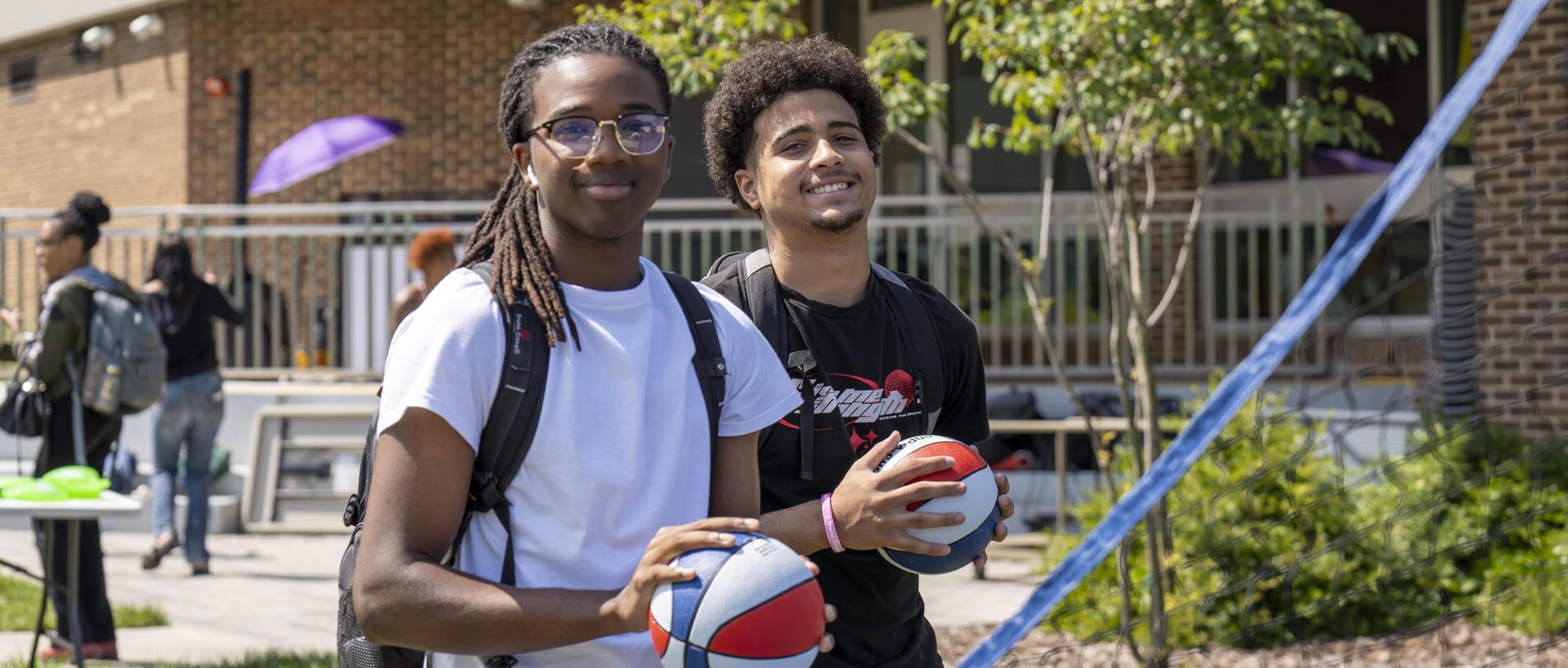 Two black male students on the Jamestown Campus of GTCC 