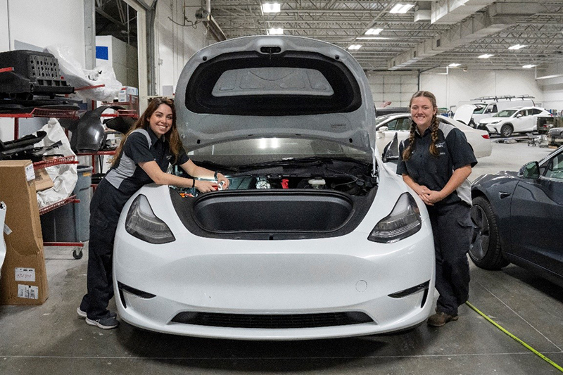 GTCC alumni Cristal Hernandez (left) with GTCC student Chloe Logan work together at Terry Labonte Chevrolet.