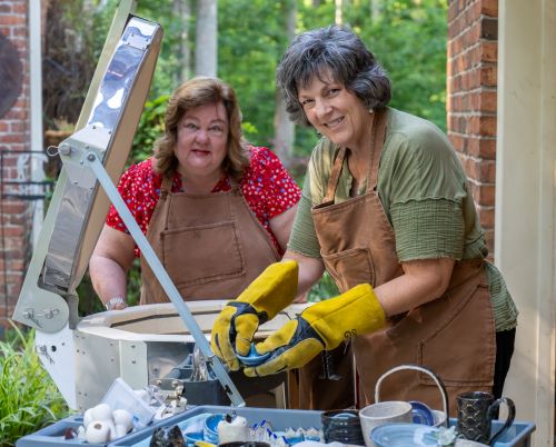 “People making pottery are happy. I want to spread that, spread joy,” said Shull (left).