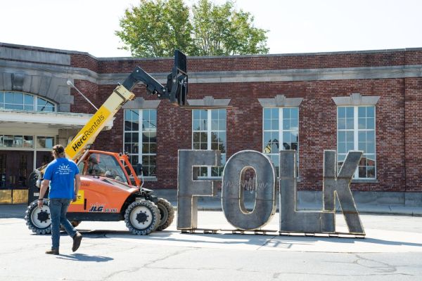 Handcrafted by GTCC students, 6-foot “FOLK” letters debut at NC Folk Festival