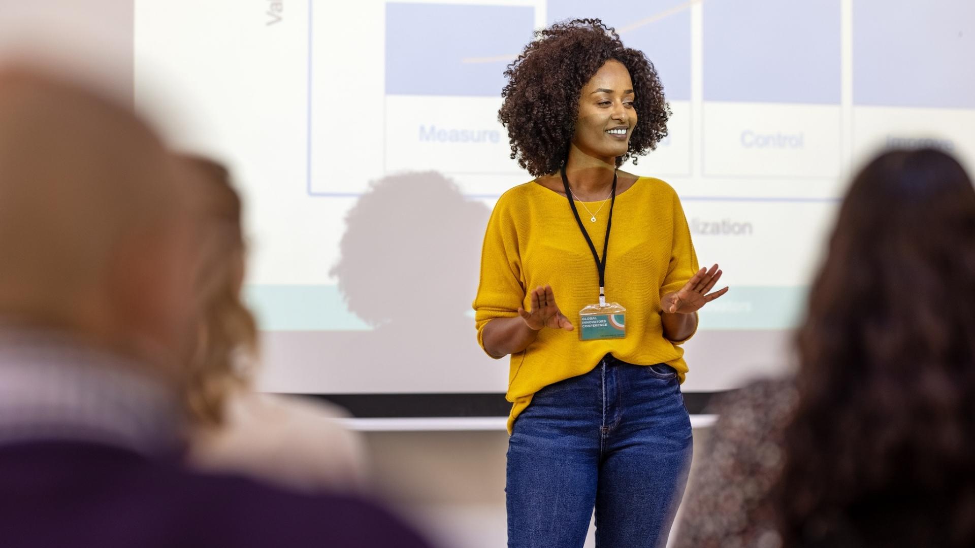 Woman giving a presentation